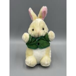 Vintage 1998 Running Press Book Publishers Bunny Rabbit Plush 10” Green Coat